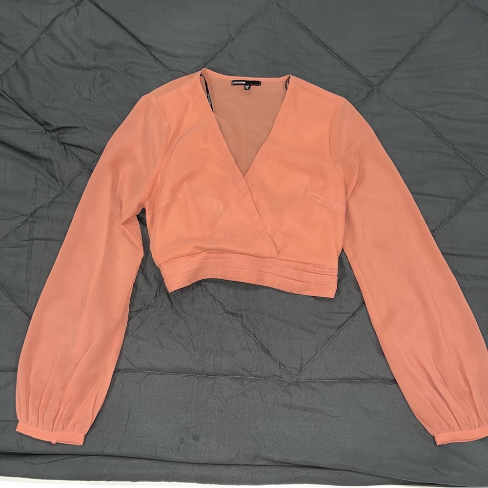 Love Culture Coral Long Sleeve Crop Top